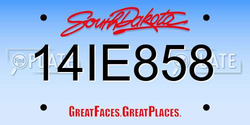 14IE858 South Dakota License Plate