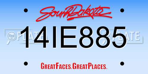 14IE885 South Dakota License Plate