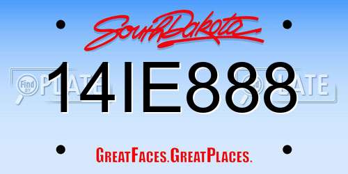 14IE888 South Dakota License Plate