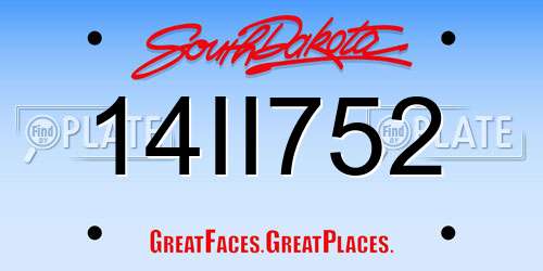 14II752 South Dakota License Plate