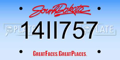 14II757 South Dakota License Plate