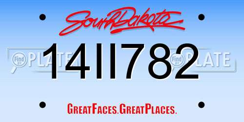 14II782 South Dakota License Plate
