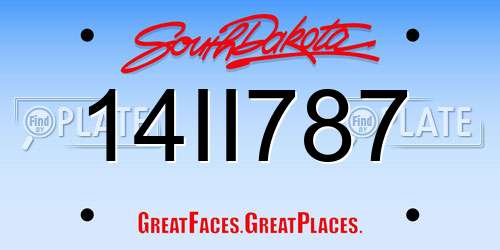 14II787 South Dakota License Plate