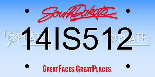 14IS512 South Dakota License Plate