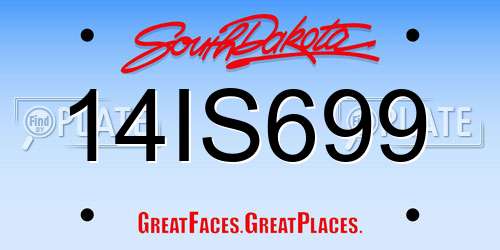 14IS699 South Dakota License Plate