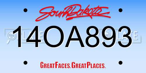 14OA893 South Dakota License Plate