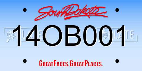 14OB001 South Dakota License Plate