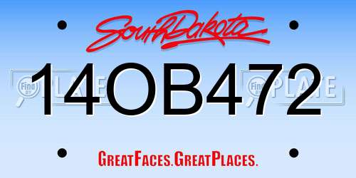 14OB472 South Dakota License Plate
