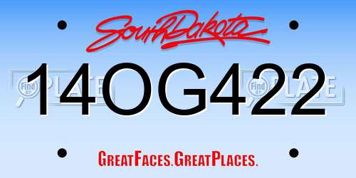 14OG422 South Dakota License Plate