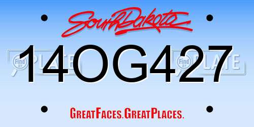 14OG427 South Dakota License Plate