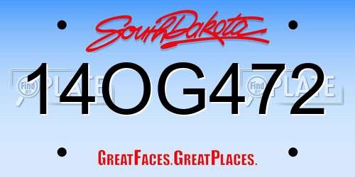 14OG472 South Dakota License Plate