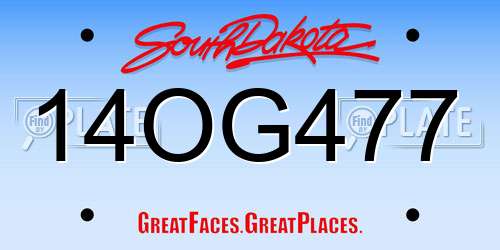 14OG477 South Dakota License Plate