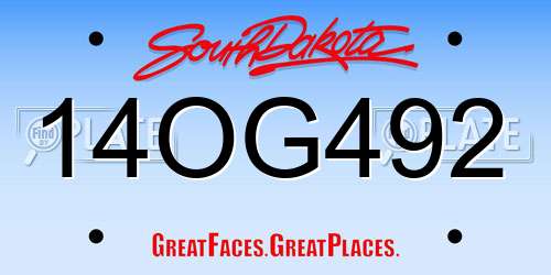 14OG492 South Dakota License Plate