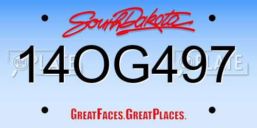14OG497 South Dakota License Plate