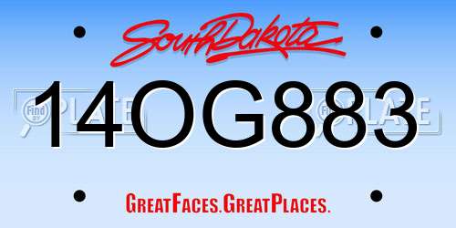 14OG883 South Dakota License Plate