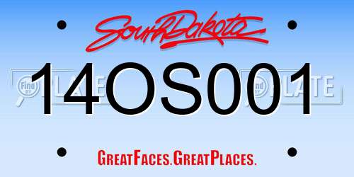 14OS001 South Dakota License Plate