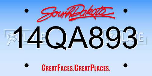 14QA893 South Dakota License Plate