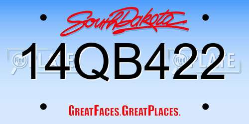 14QB422 South Dakota License Plate