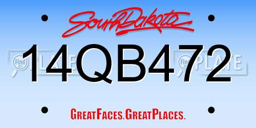 14QB472 South Dakota License Plate