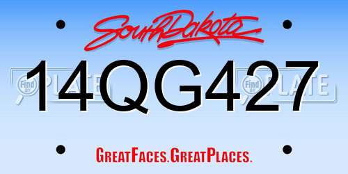 14QG427 South Dakota License Plate