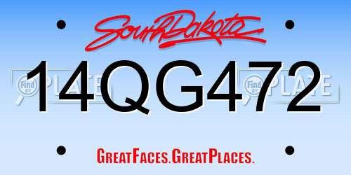 14QG472 South Dakota License Plate
