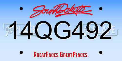 14QG492 South Dakota License Plate