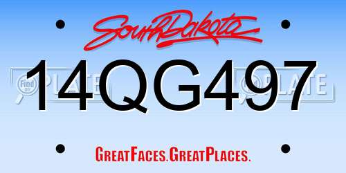 14QG497 South Dakota License Plate