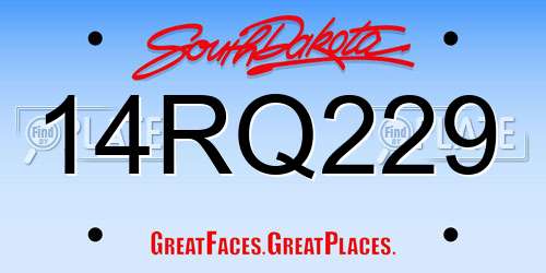 14RQ229 South Dakota License Plate