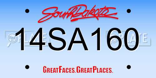 14SA160 South Dakota License Plate