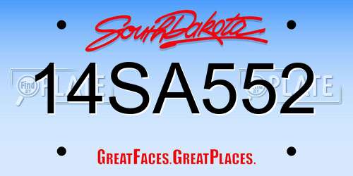 14SA552 South Dakota License Plate