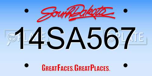14SA567 South Dakota License Plate