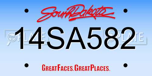 14SA582 South Dakota License Plate