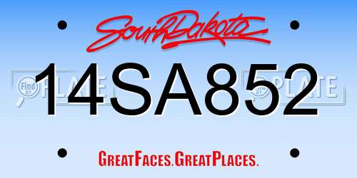 14SA852 South Dakota License Plate