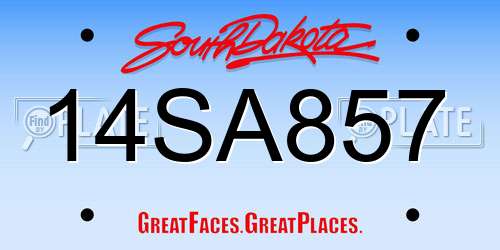 14SA857 South Dakota License Plate