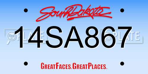 14SA867 South Dakota License Plate