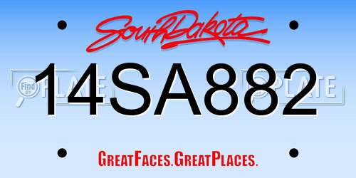 14SA882 South Dakota License Plate