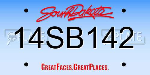 14SB142 South Dakota License Plate