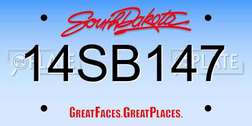 14SB147 South Dakota License Plate
