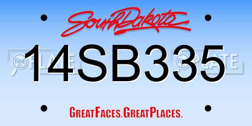 14SB335 South Dakota License Plate