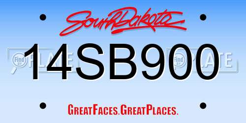 14SB900 South Dakota License Plate