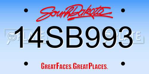 14SB993 South Dakota License Plate