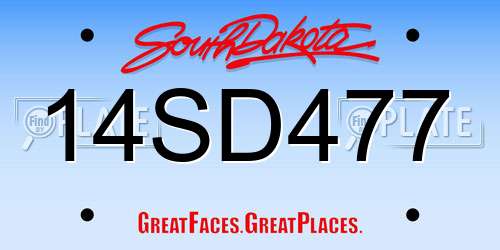 14SD477 South Dakota License Plate