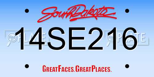 14SE216 South Dakota License Plate