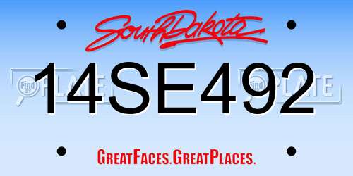 14SE492 South Dakota License Plate