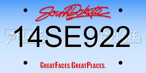 14SE922 South Dakota License Plate