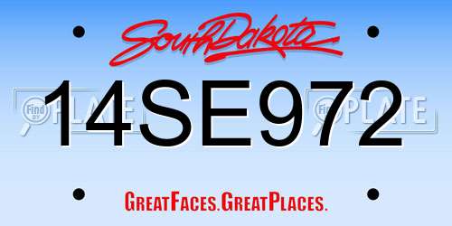 14SE972 South Dakota License Plate