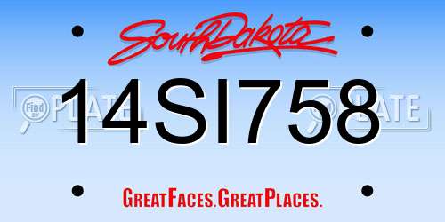 14SI758 South Dakota License Plate