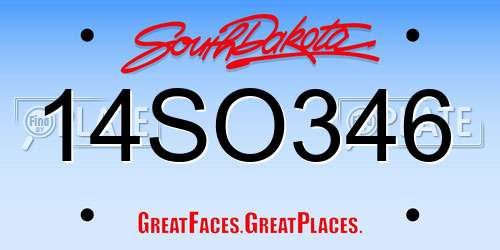 14SO346 South Dakota License Plate
