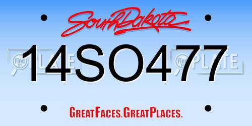 14SO477 South Dakota License Plate