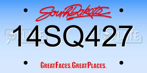 14SQ427 South Dakota License Plate